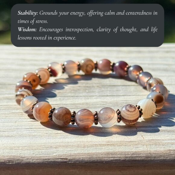 Persian Agate Gemstone Bracelet 8MM | Natural Crystal Healing Jewelry - Picture 4 of 10